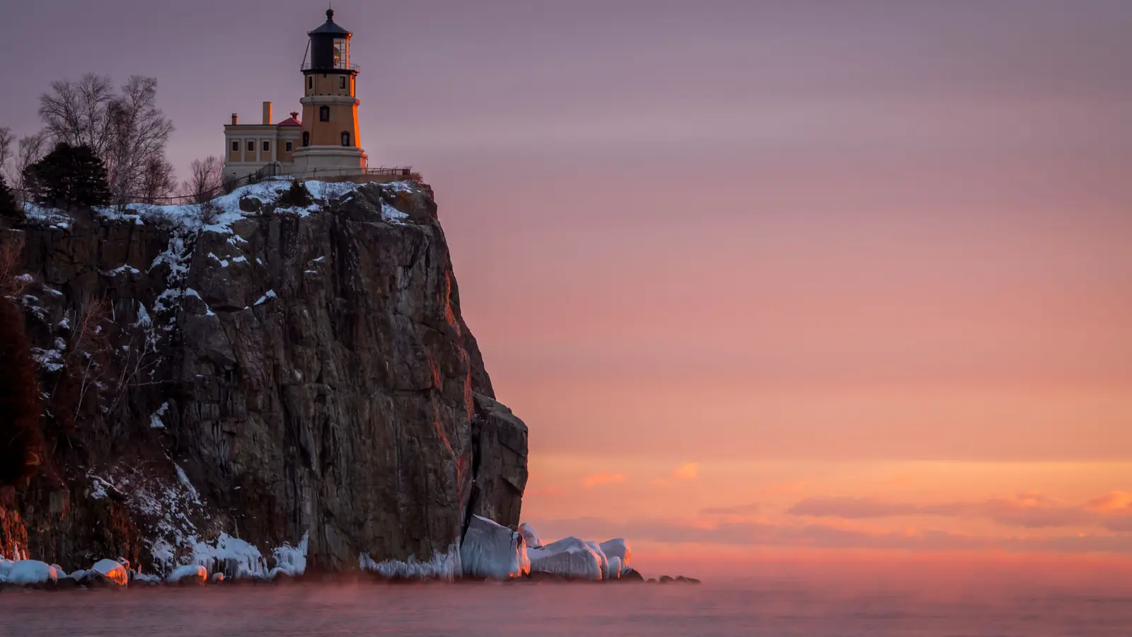 Split Rock Lighthouse on its cliff above Lake Superior in Minnesota.
