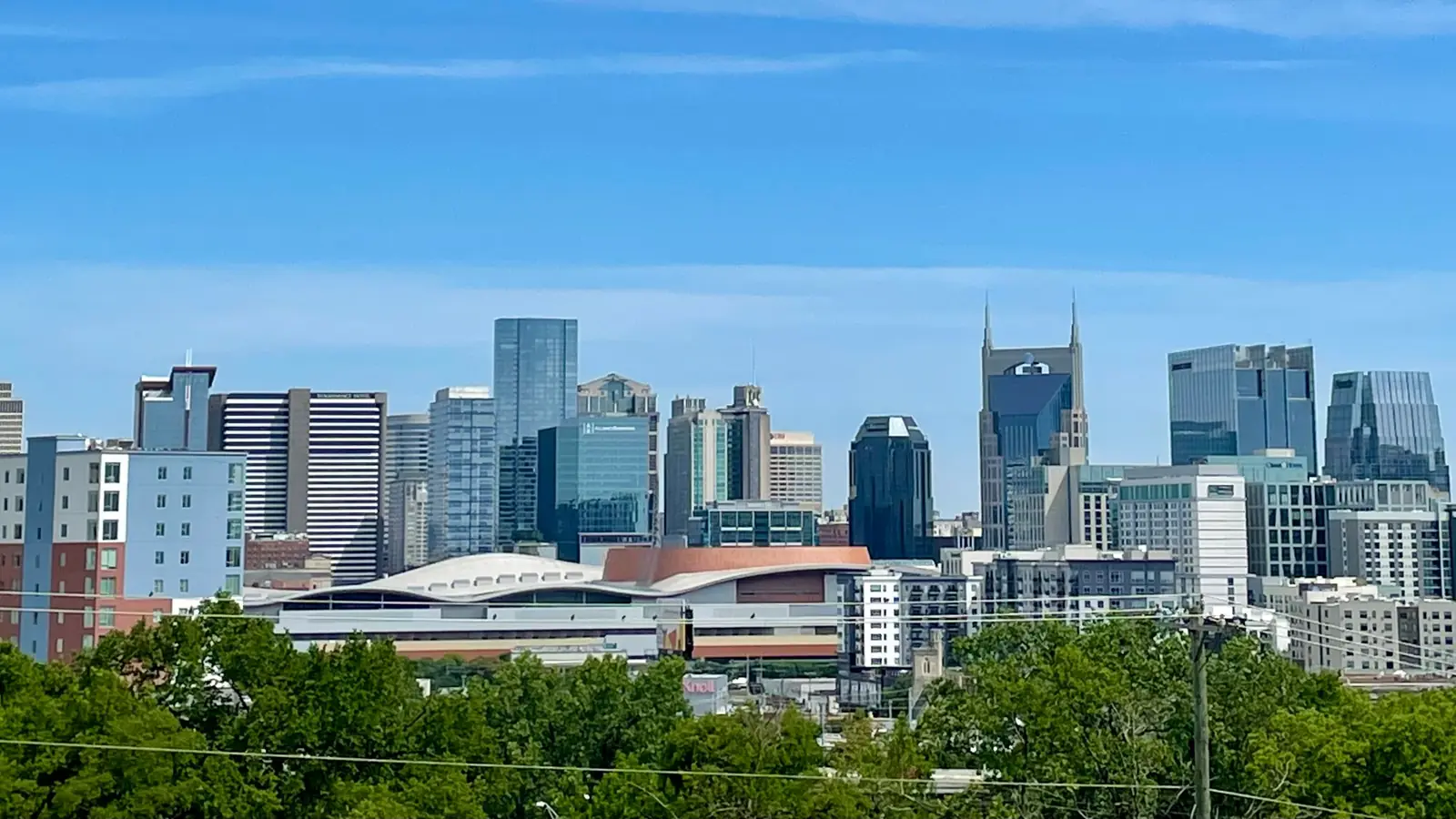 The Nashville skyline seen from Fort Negley on a clear June day.