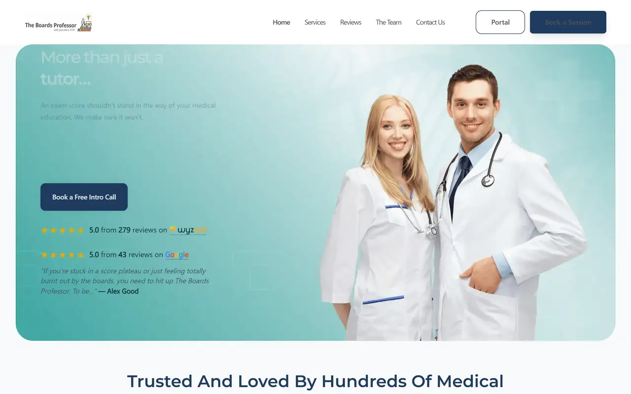 The The Boards Professor website, built by OneAlgorithm